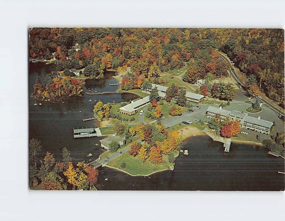 Postcard Aerial View Christmas Island Resort Motel Laconia NH USA