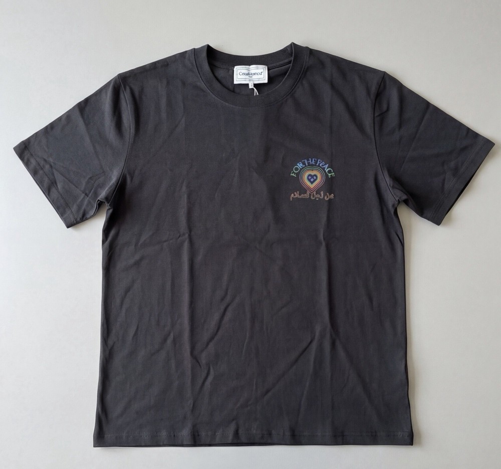 Casablanca Peace Graphic Print Crew Neck Short Sleeve T-Shirt Black Men's M