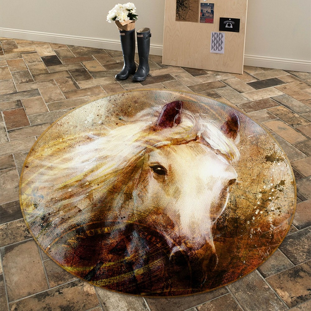 3D Retro White Horse O1706 Animal Non Slip Rug Mat Elegant Photo Carpet Fay