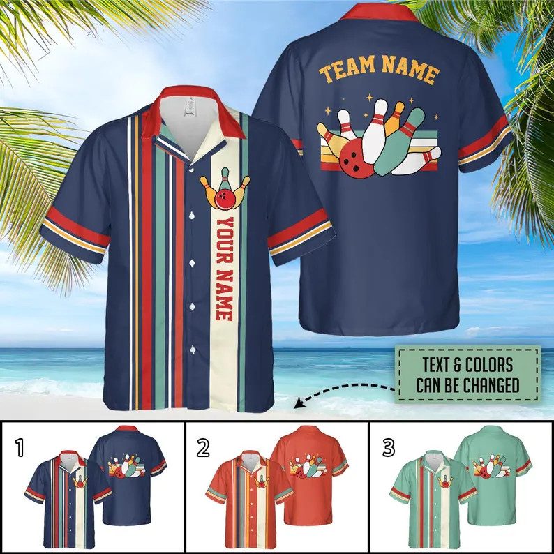 Personalized Bowling Hawaiian Shirt Custom Bowler Team Club Vacation Gift