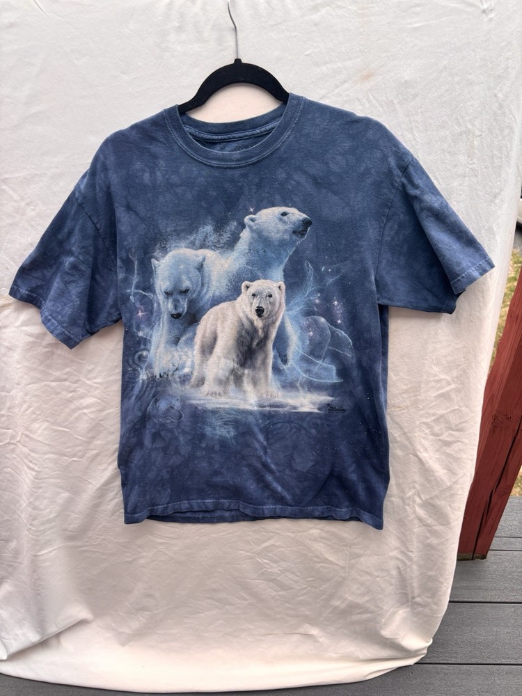 The Mountain Vintage Graphic Polar Bear Tie Dye T Shirt Men’s M Blue USA Made