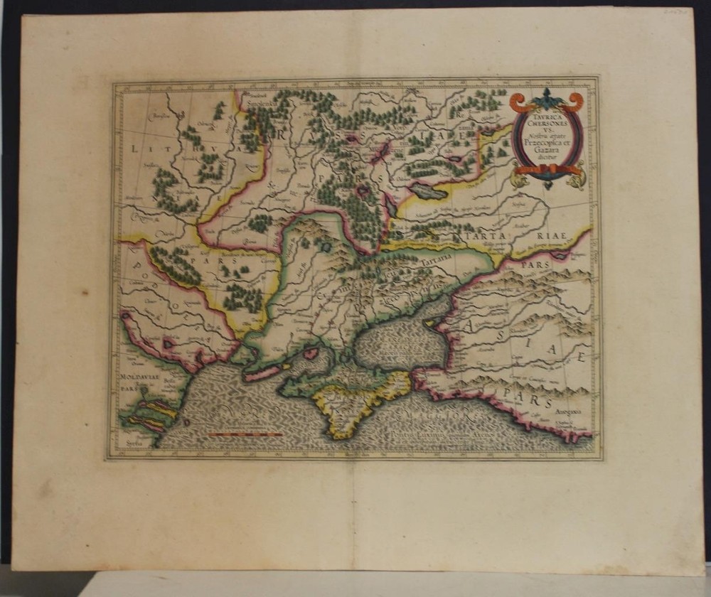 Crimean Peninsula 1619 Mercator Unusual Original Antique Copper EngravedmapANTIQUE COPPER ENGRAVED MAP OF CRIMEAN PENINSULA 1619