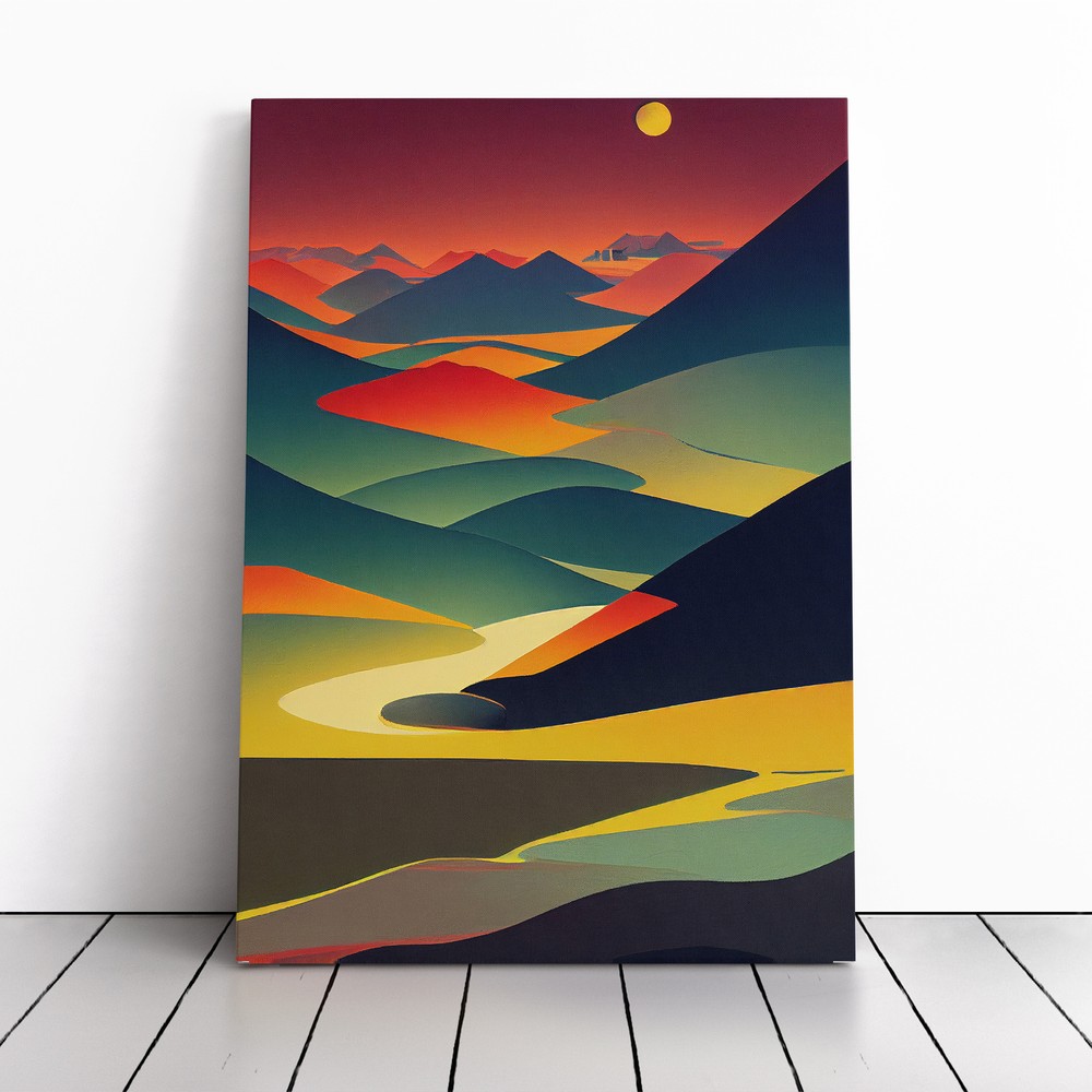 River Landscape Abstract No.1 Canvas Wall Art Print Framed Picture Home Decor