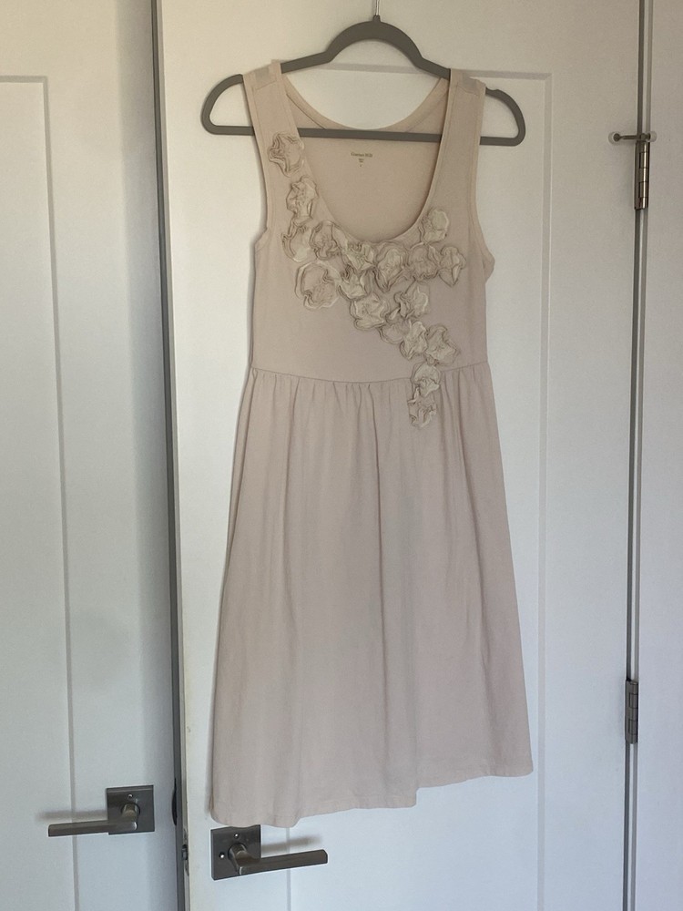 Garnet Hill Women’s Sleeveless 100%Cotton Knit Light Beige Dress Size Small