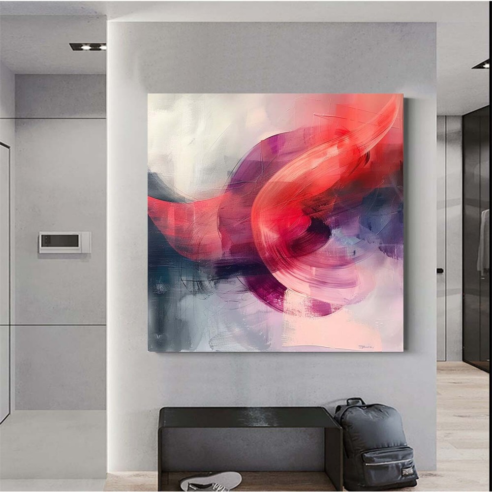 Large Handmade Red Oil Paintings On Canvas Abstract Wall Art Modern Home Decor