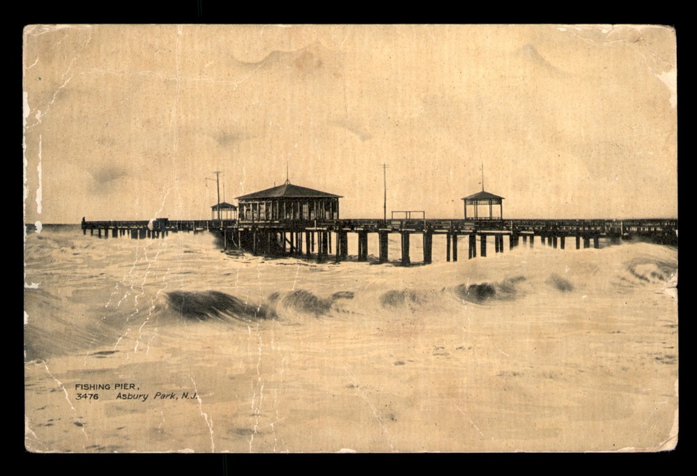Fishing Pier Asbury Park New Jersey NJ Dock Postcard Divided
