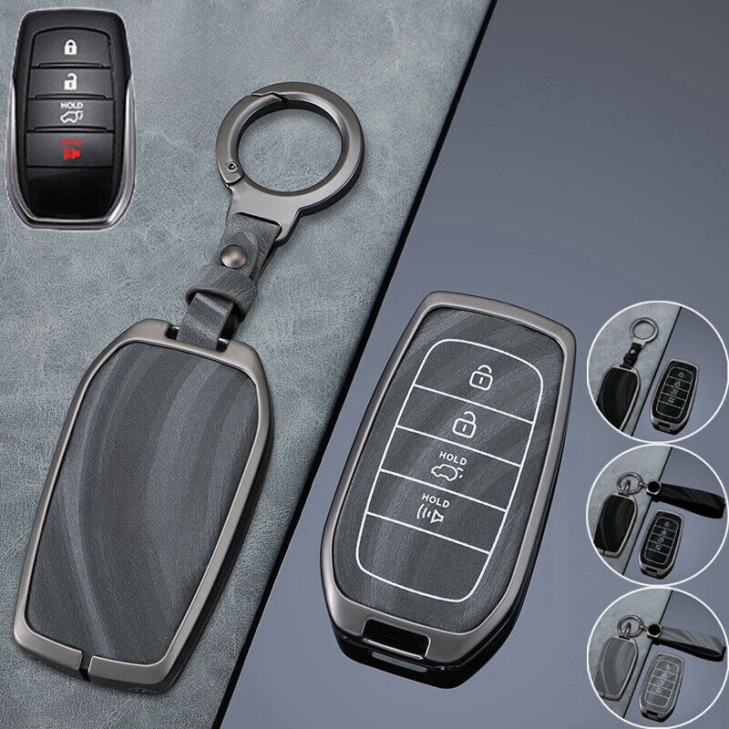 Funda para llave de coche de cuero de aleación de zinc para Toyota RAV4 Highlander Fortuner 2015+
