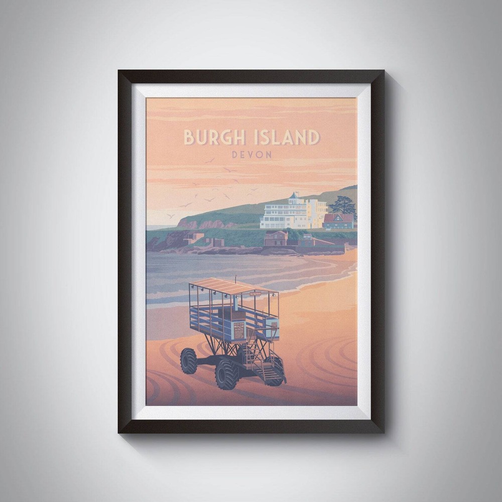 Burgh Island Poster Devon Travel Print Bigbury On Sea Wall Art Burgh Island