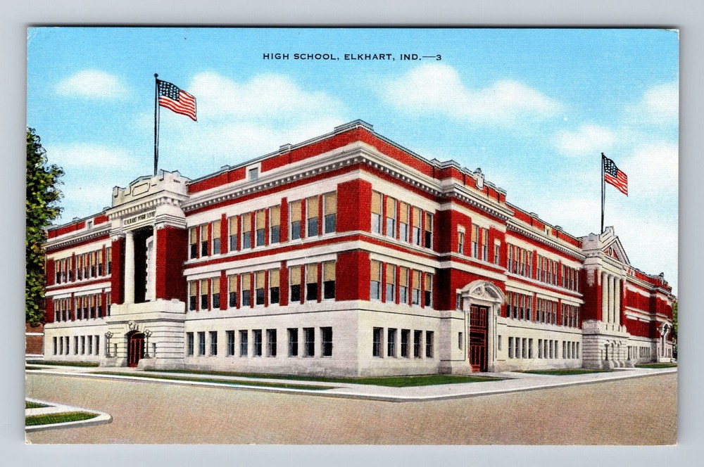 Elkhart IN-Indiana High School Standard Souvenir Postal Old Vintage Postcard PC