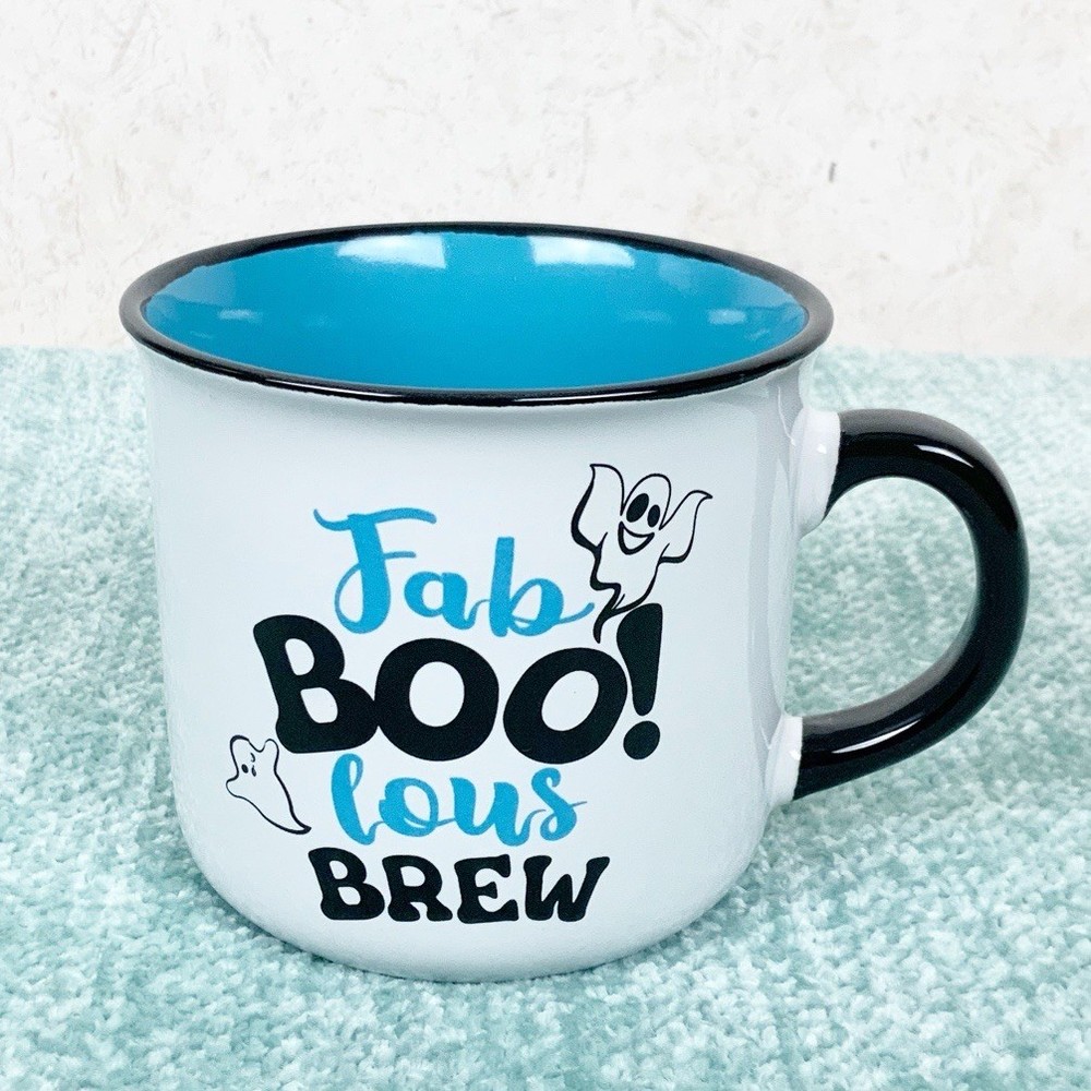 Faboolous Brew Boo Ghost Coffee Mug 14 Oz Halloween Spooky