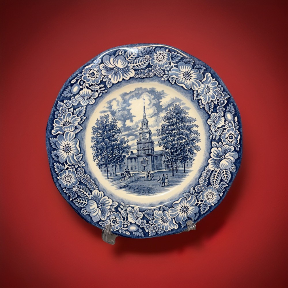 Mid-Century Staffordshire Ironstone Liberty Blue Independence Hall Dinner Plate