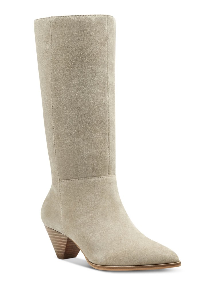 LUCKY BRAND Womens Beige Cushioned Cone Heel Leather Heeled Boots 9.5 M