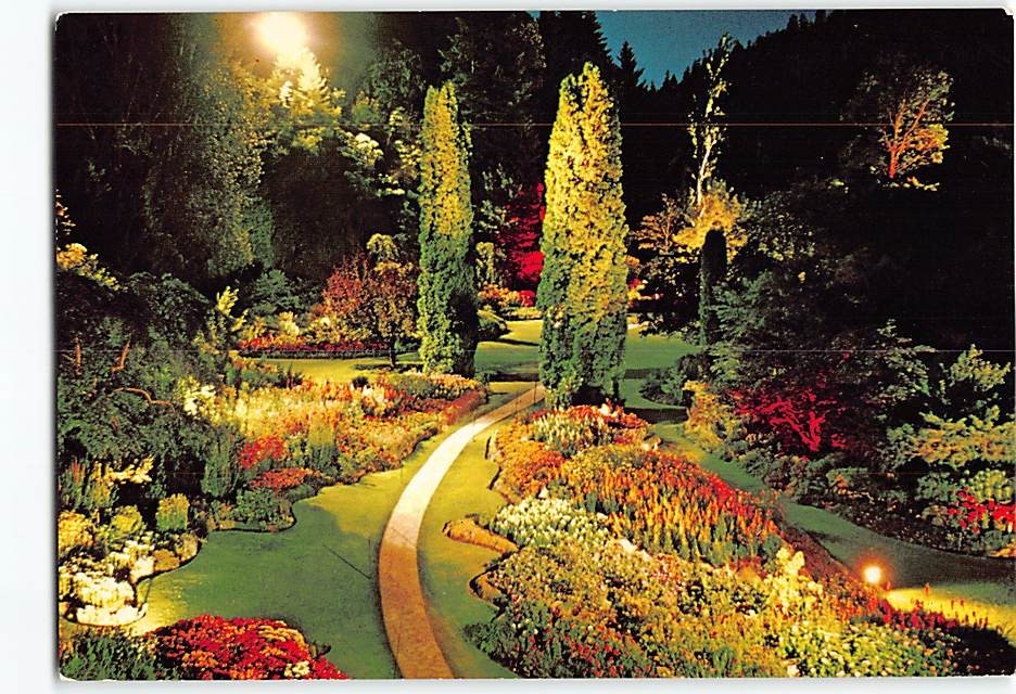 Postcard Sunken Garden Butchart Gardens Victoria BC Canada
