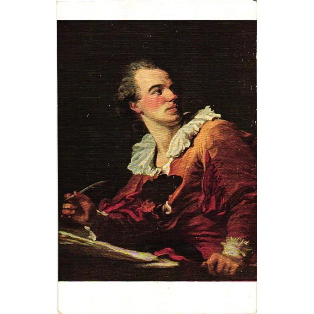 Vintage Fragonard The Inspiration Art Postcard Musee du Louvre Lapina France