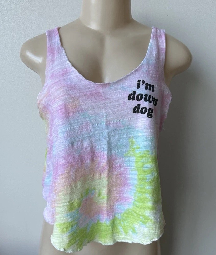 Victoria’s Secret PINK Tank Top I’m Down Dog Sleep Yoga Tie Dye Women's Small
