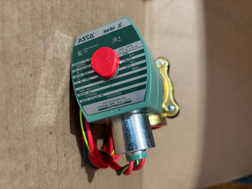 Asco, REDHAT Solenoid Valve: 2-Way, Normally Open, 3/4 in Pipe Size, 120V AC