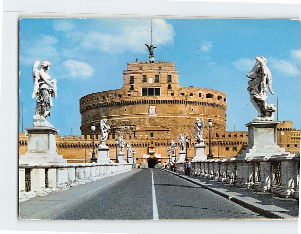Postcard Sant Angelo Bridge and Castle Rome Italy