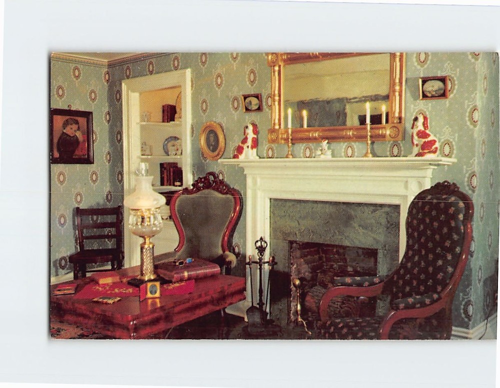 Postcard The parlor in Becky Thatcher House Hannibal Missouri USA