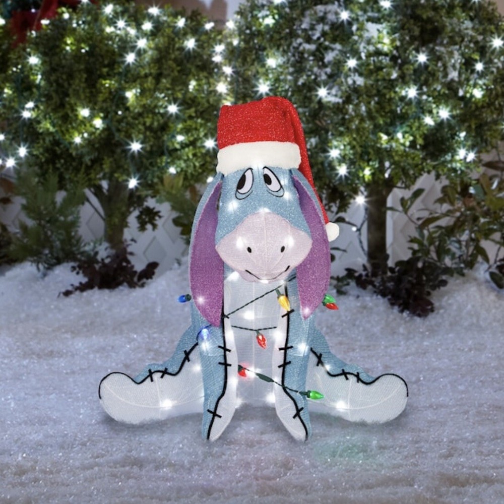 Disneys Winnie The Pooh EEYORE 2.5 FT Lighted Tinsel Yard Sculpture Christmas