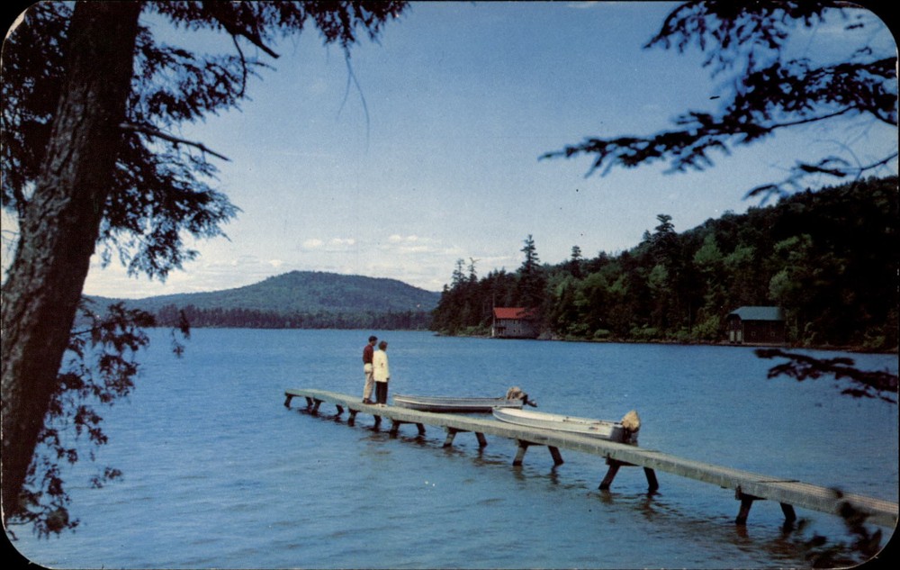 Big Moose New York Lake from Public Dock Adirondacks unused vintage postcard