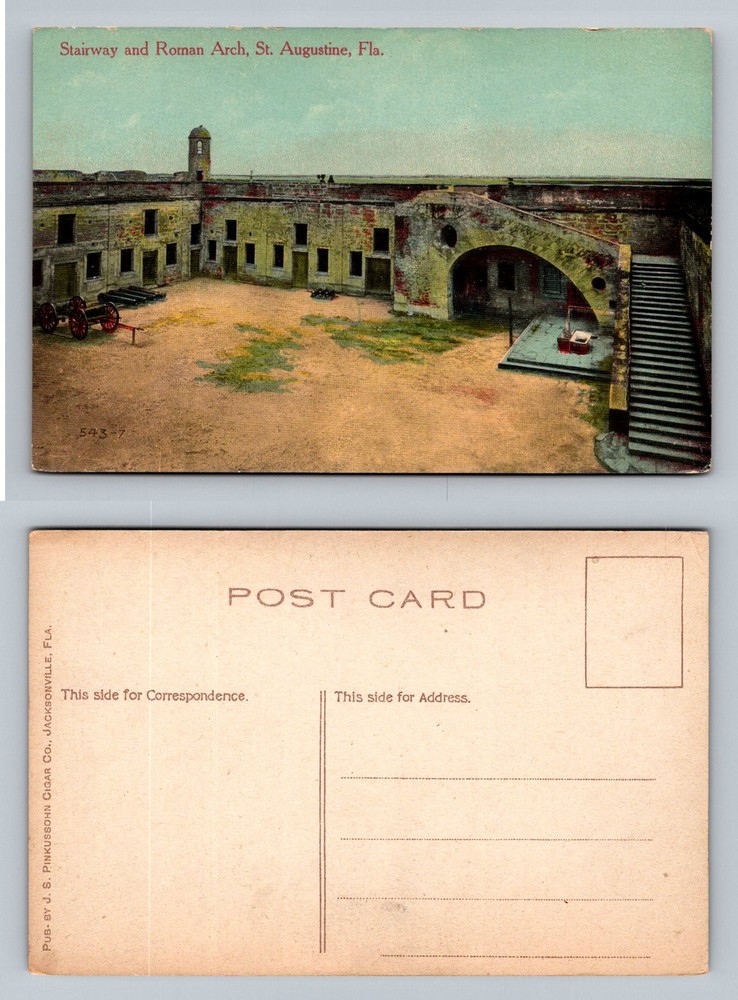 St Augustine, FL-Florida, Stairway And Roman Arch Fort Marion Vintage Postcard