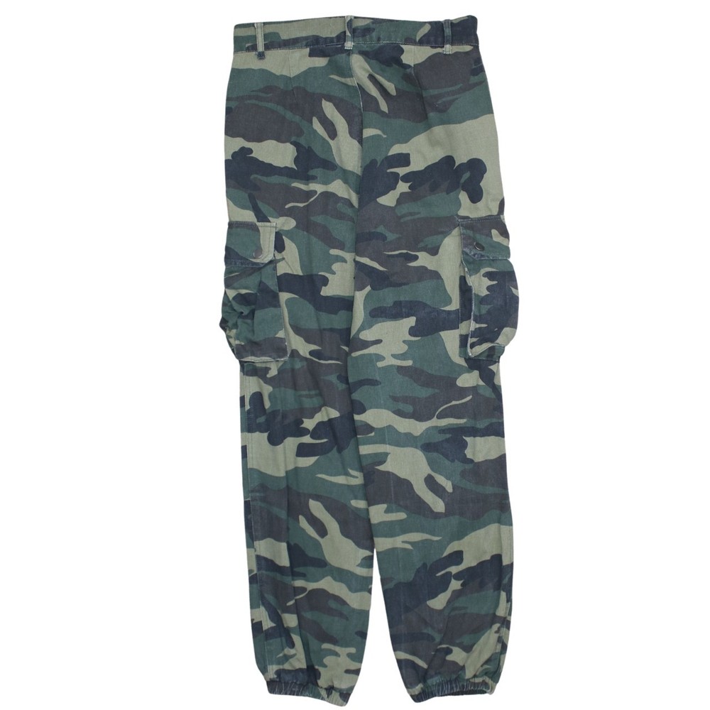Active Mens Joggers Green Camouflage Nylon Cargo Pockets Elastic Waist Tapered S