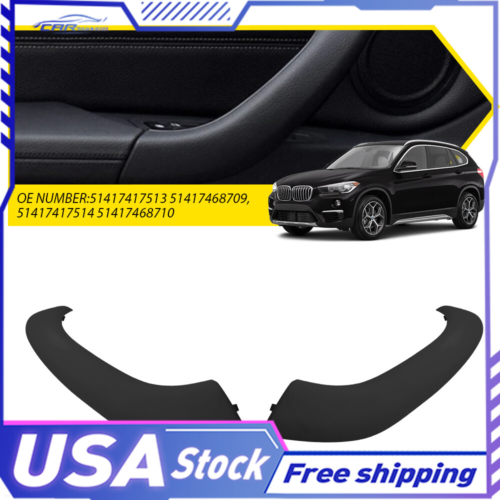For BMW X1 X2 F48 F39 F49 2016-2020 2Pcs Black Inner Door Pull Handle Cover Trim