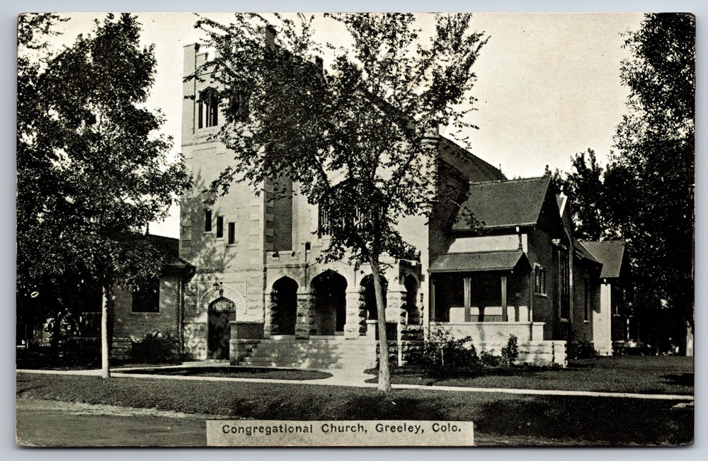 Greeley Colorado~Congregational Church~c1910 B&W Postcard
