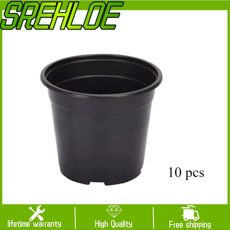 10 pcs 5 Gallon Plastic Nursery Pots Greenhouse Growing Black Plant Flower Pot