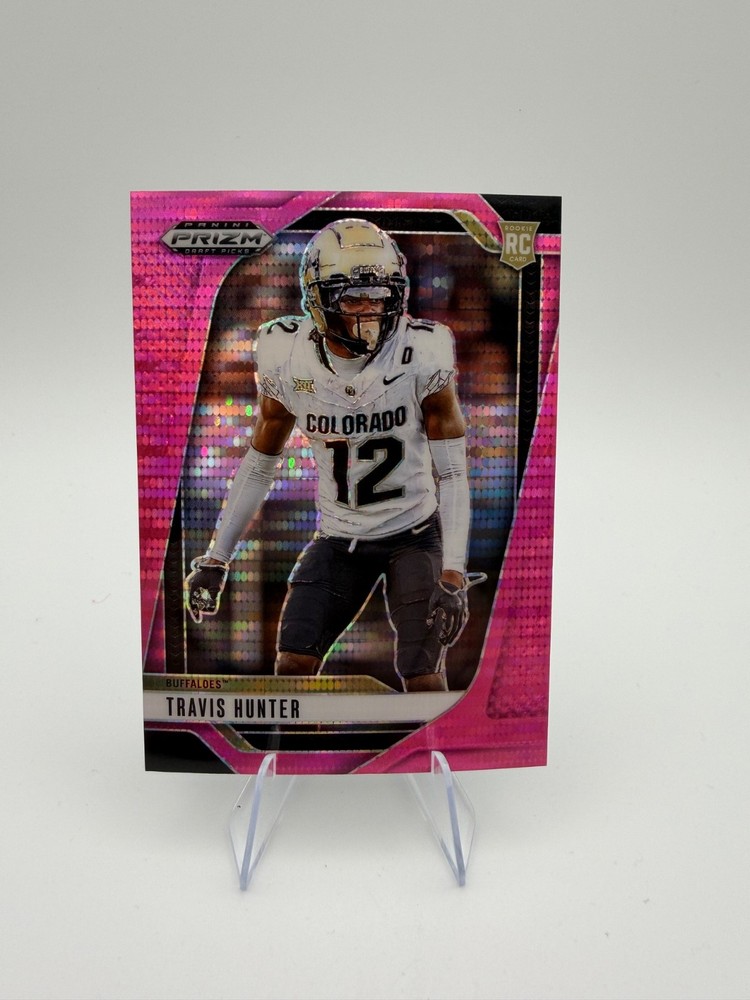2025 Panini Prizm Draft Picks Travis Hunter Rookie -- Neon Pink Pulsar -- /15 !!