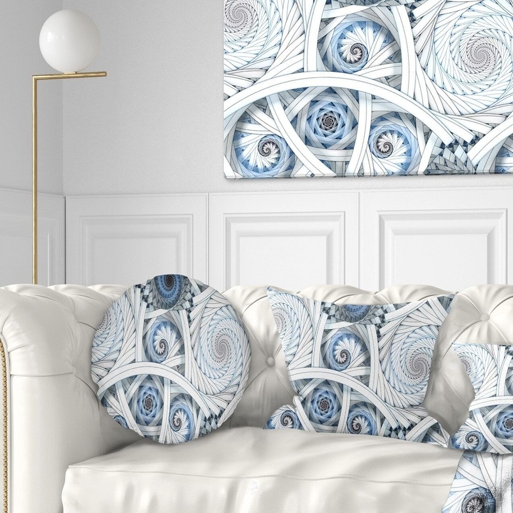 Designart 'White Spiral with Blue Fractal Art' Abstract-image