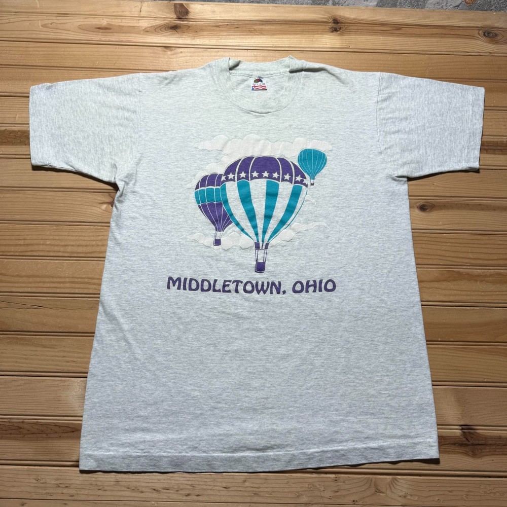Vintage 90s Middletown Ohio Hot Air Balloon Graphic Souvenir T-Shirt USA - Large