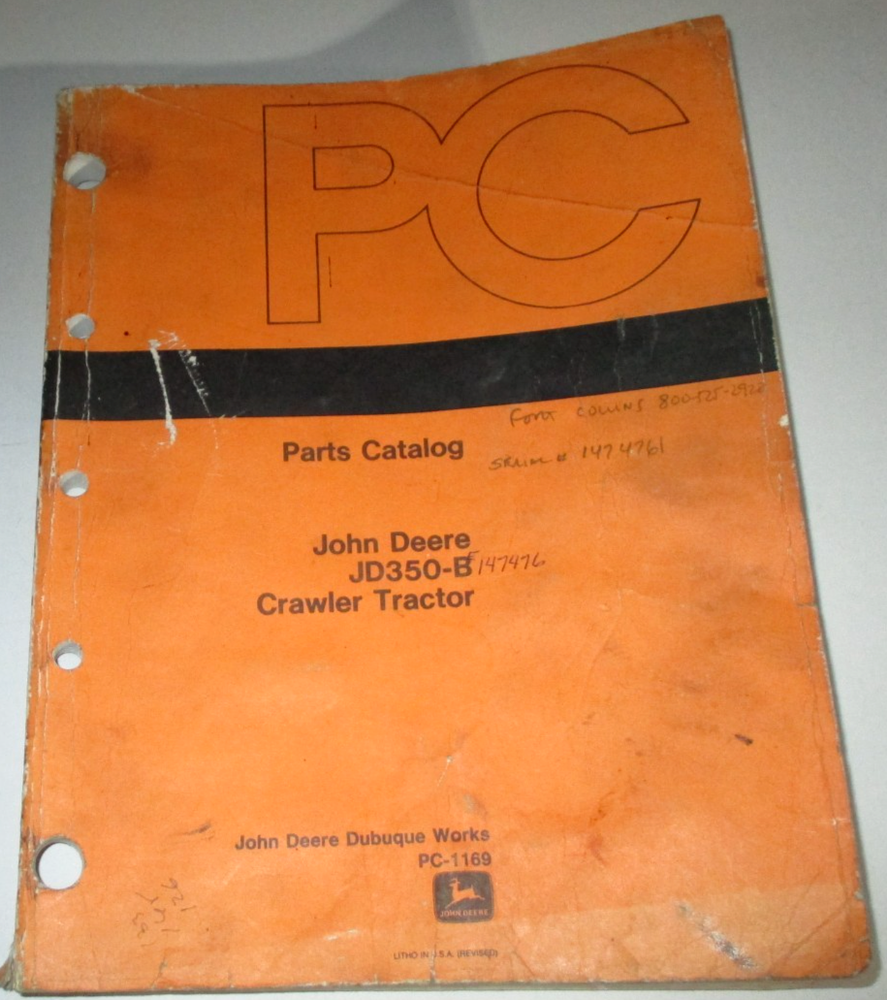 John Deere JD 350-B Crawler Tractor Parts Catalog Manual Book PC-1169 JD OEM!