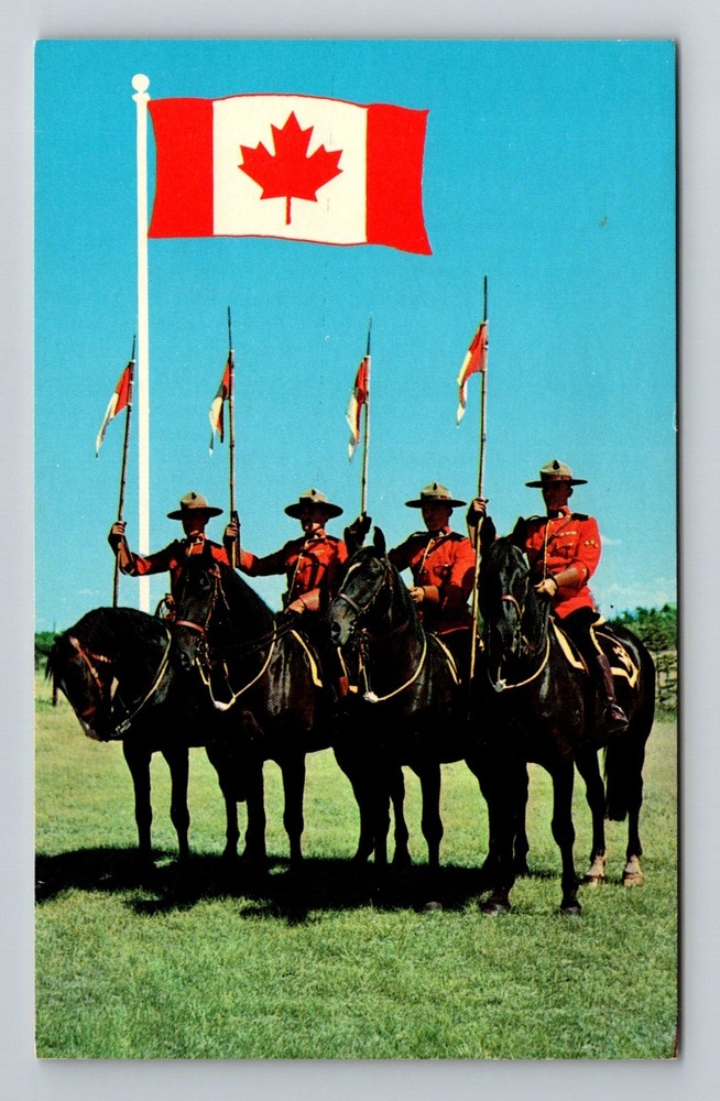Canada- Royal Canadian Mounted Police & Flag Souvenir Postal PC Vintage Postcard