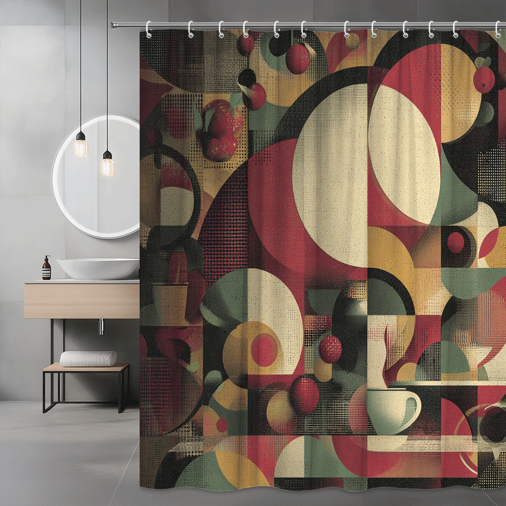 Abstract Geometric Shower Curtain Retro Circle Pattern