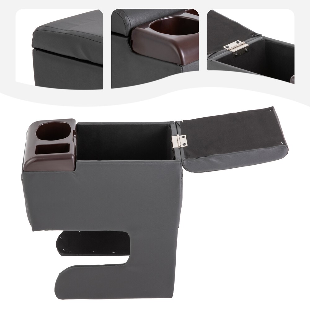 Universal Car Central Container PU Leather Auto Armrest Storage Box Black
