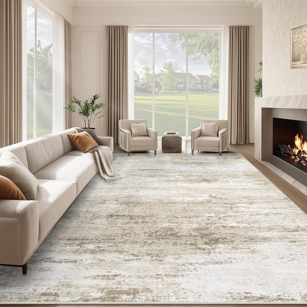 Rugs for Living Room Washable Rug 8x10 Beige