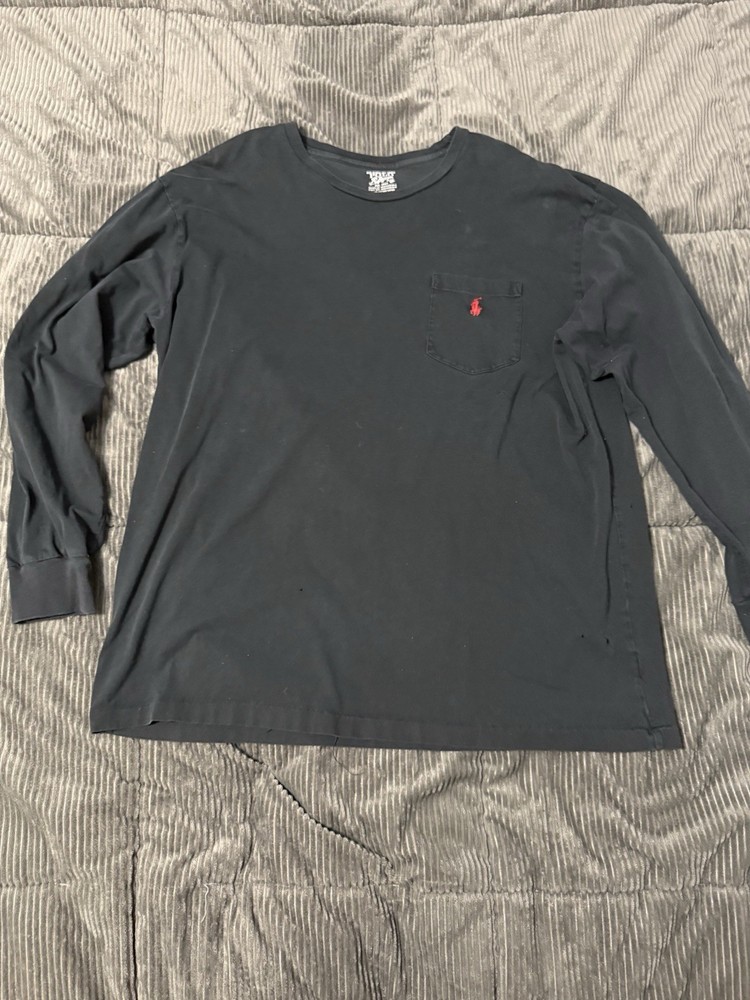 Polo Ralph Lauren Men's Black Cotton Crew Neck Long Sleeve T-Shirt Size L