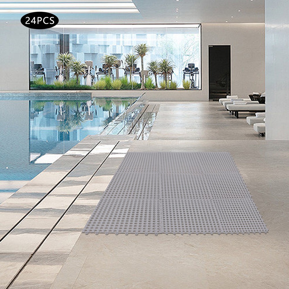 24Pack Drainage Interlocking Floor Tiles Mats 11.81x11.81