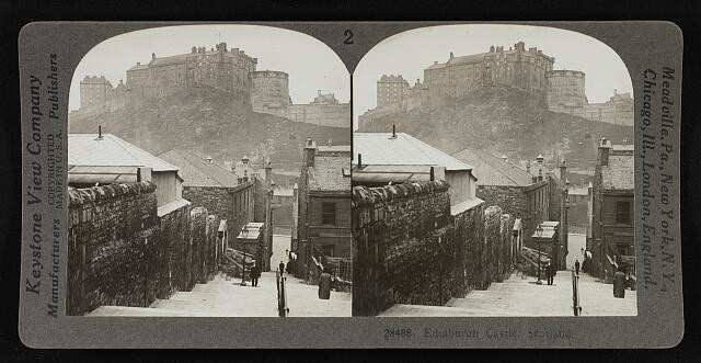 Photo:Edinburgh Castle Scotland 1900s Stereoview Snow Street Scene