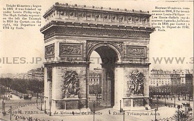 Arc de Triomphe Paris France Postcard 1919