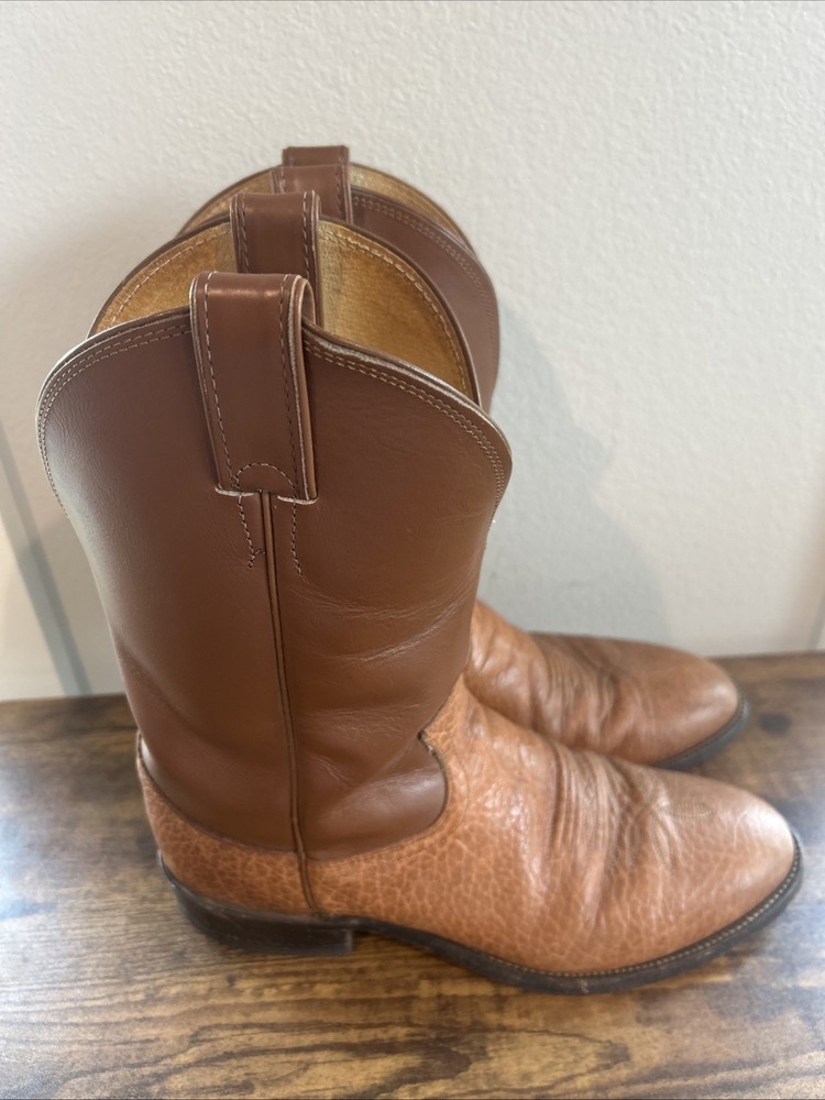 Justin Cowboy Boots Size 10D Brown Leather Style 3210 VGC