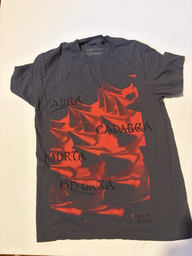 Lady Gaga Abracadabra Tour Gray Double-Sided Graphic Crew Neck T-Shirt Size S-image