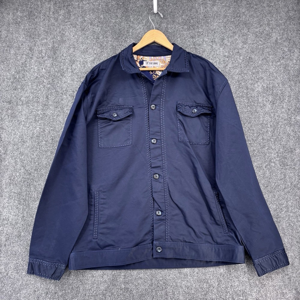 Stacy Adams Blue Chore Utility Coat Men’s 3X Button Up Modern Casual Dapper