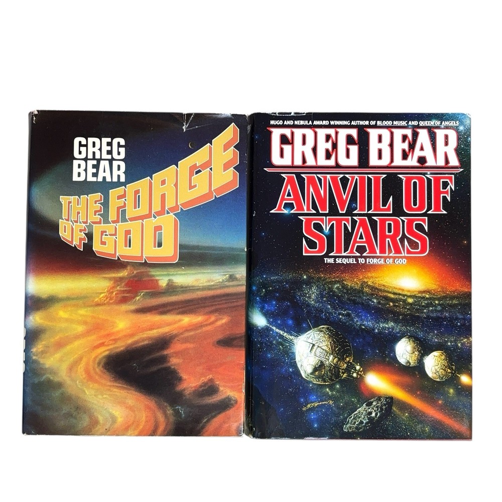 Forge of God & Anvil of Stars Greg Bear lot 2 Book HC DJ 1987 1992 VG