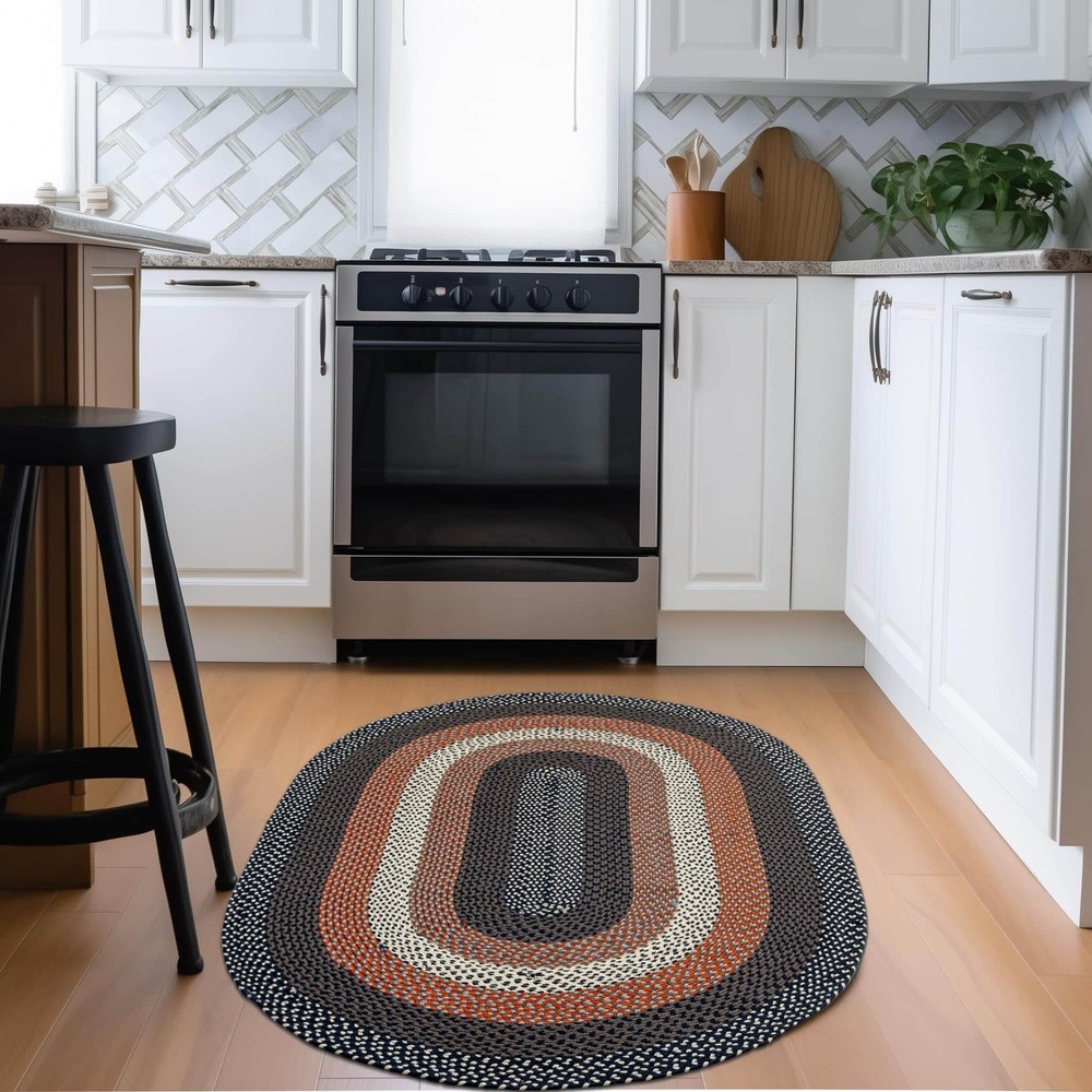 Navy Indoor Outdoor Braided Rug for Patios, Porches and Kitchens - Bradford Coll
