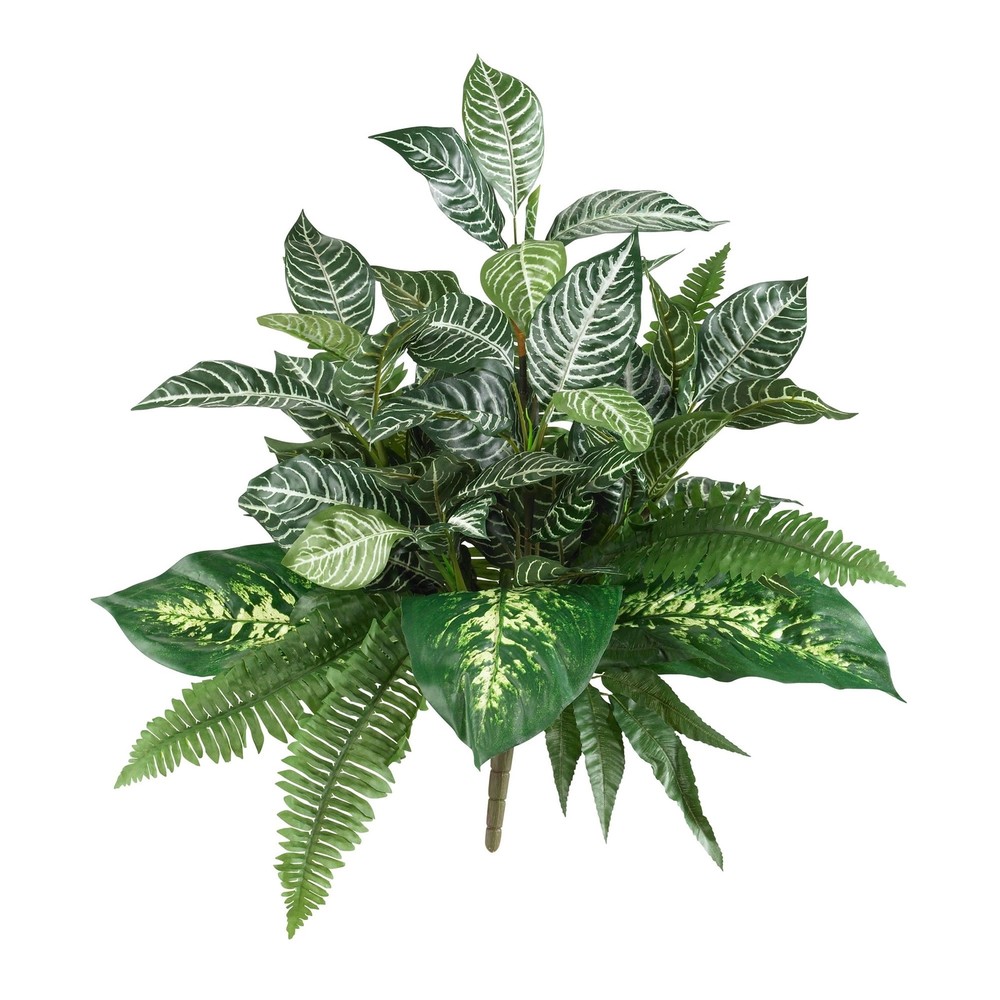25-Inch Artificial Mixed Greens Plant Set of 2 - H25 x W25 Inches