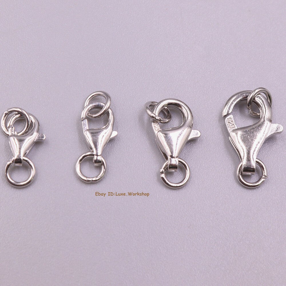 1pcs Real 925 Sterling Silver Fish Hook DIY Chain Connector Lobster Claw Clasp