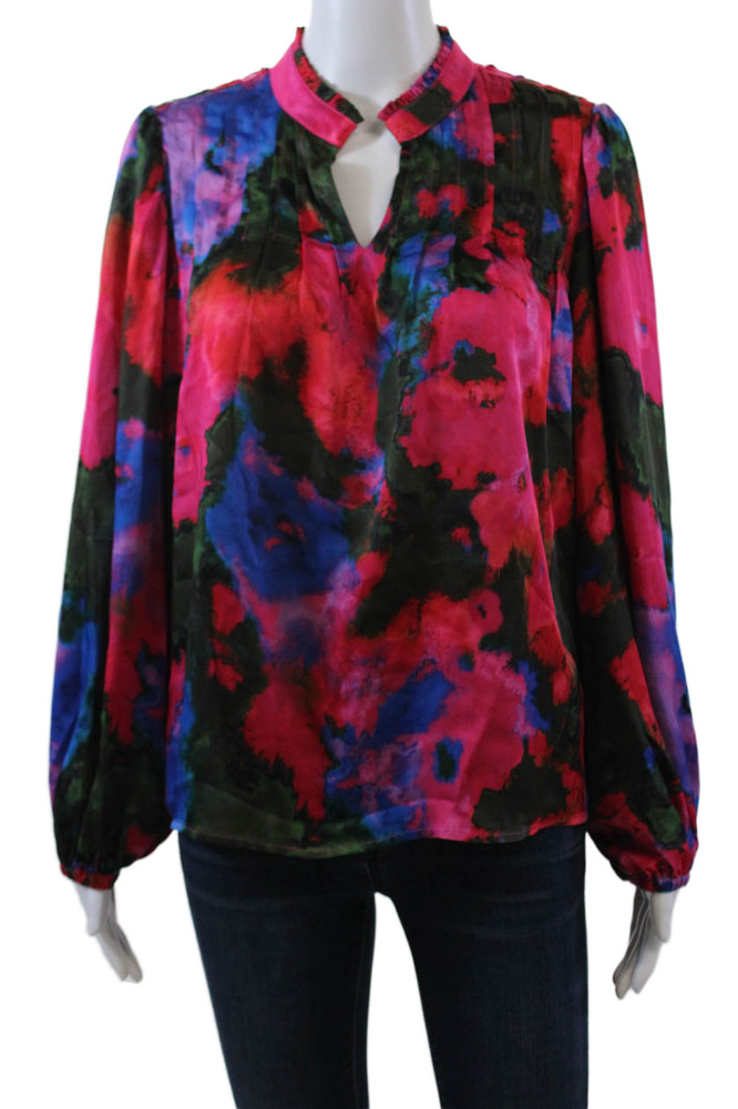 Crosby By Mollie Burch Womens Abstract Long Sleeve Blouse Top Multicolor Size SFree Shipping in US $100+ Orders | $6.95 Orders Below