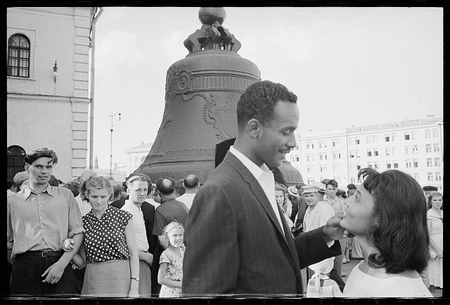 Moscow Soviet Union Kremlin Tsar Bell Wedding 1959 African American Couple